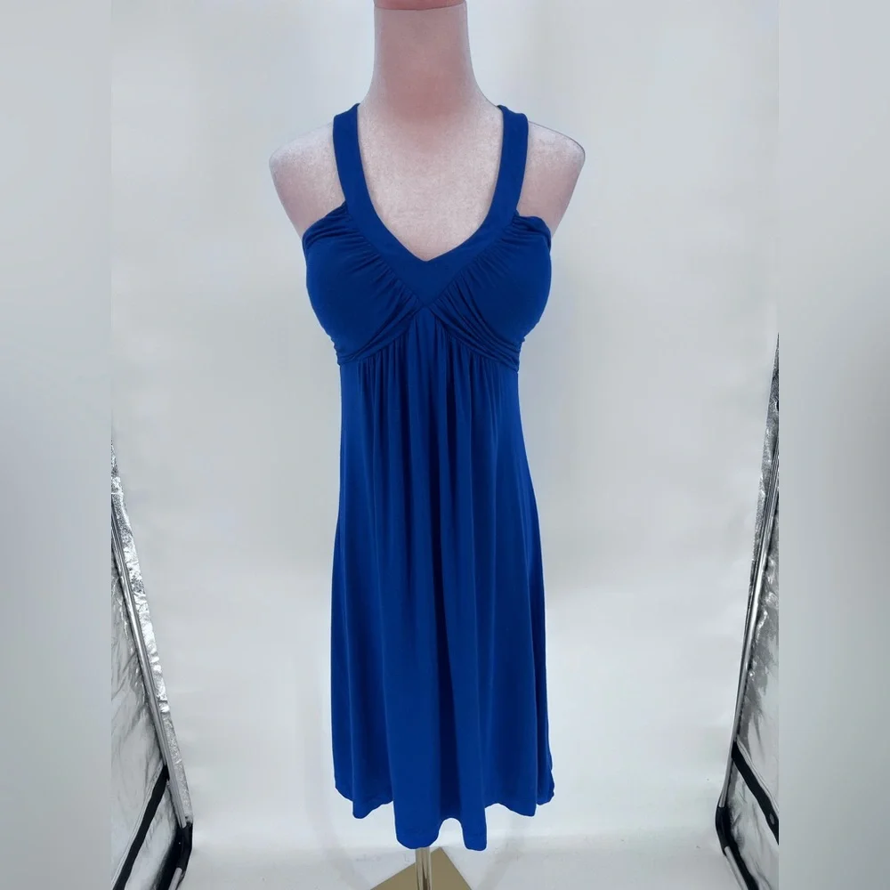 EUC Calvin Klein V Neck Ruched Mini Dress - Picture 3 of 9